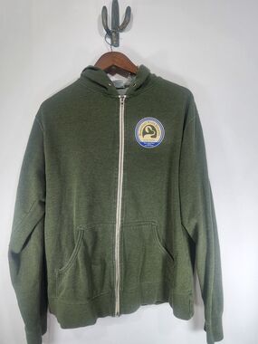 Blackfoot River Brewing Zip Up Hoodie Helena Montana Green Graphic Sweatshirt L